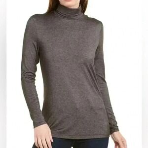 J. Mclaughlin Turtleneck Top Minimalist Classic Staple Silver Black Size Large L